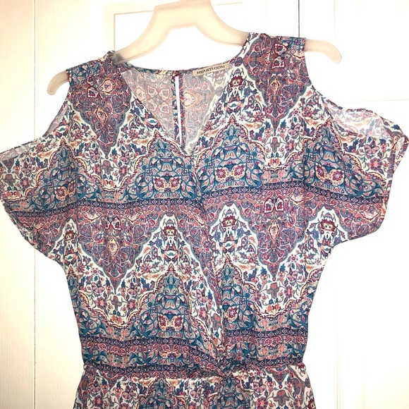Floral Boho Open Shoulder Malena Romper Large - Picture 7 of 16